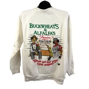 VTG 80s Buckwheat & Alfalfa Premium Fine Cooler Sweatshirt L Tultex Made USA Nwt